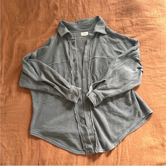 Joah Brown Over Sized French Terry Blue Button-Up Jacket - Picture 5 of 7